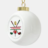 Golf Monogram Metallic Groen en Zilver Keramische Bal Ornament (Rechts)