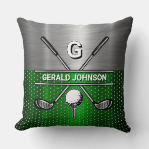 Golf Monogram Metallic Groen en Zilver Kussen