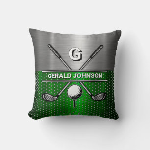 Golf Monogram Metallic Groen en Zilver Kussen