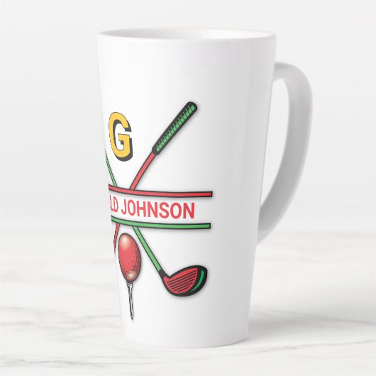 Golf Monogram Metallic Groen en Zilver Latte Mok (Rechterhoek)