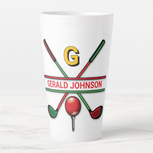 Golf Monogram Metallic Groen en Zilver Latte Mok (Voorkant)