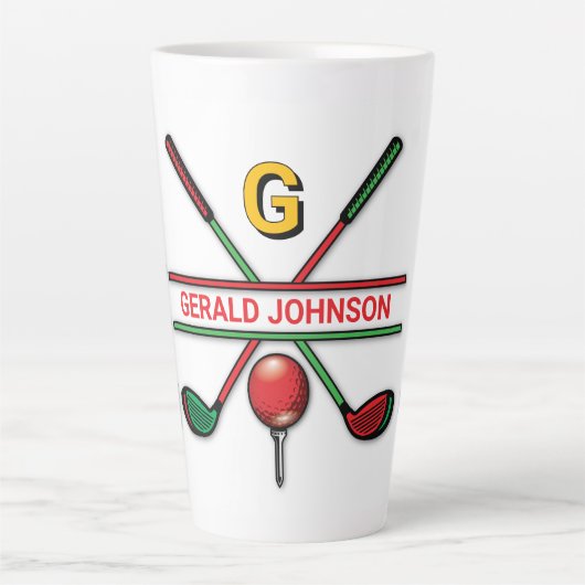 Golf Monogram Metallic Groen en Zilver Latte Mok (Voorkant)