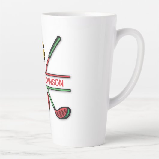 Golf Monogram Metallic Groen en Zilver Latte Mok (Rechts)