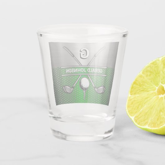 Golf Monogram Metallic Groen en Zilver Shot Glas (Achterkant)