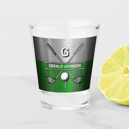 Golf Monogram Metallic Groen en Zilver Shot Glas