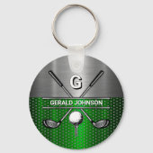 Golf Monogram Metallic Groen en Zilver Sleutelhanger (Voorkant)