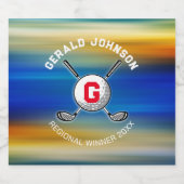 Golf Monogram Ontwerp voor Golfers Sparkling Wijnetiket (Enkel label)