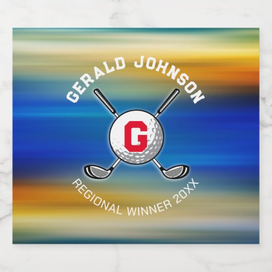 Golf Monogram Ontwerp voor Golfers Sparkling Wijnetiket (Enkel label)