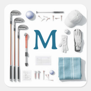 Golf Monogram Persoonlijke Golf Vierkante Sticker
