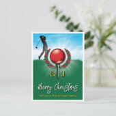 Golf Monogram Prettig Kerst-feestdesign Briefkaart (Staand voorkant)