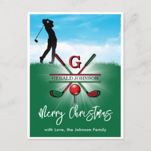 Golf Monogram Prettig Kerstmis-Vakantie Ontwerp Briefkaart