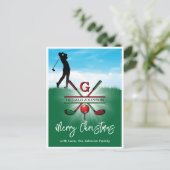 Golf Monogram Prettig Kerstmis-Vakantie Ontwerp Briefkaart (Staand voorkant)