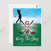 Golf Monogram Prettig Kerstmis-Vakantie Ontwerp Briefkaart (Voorkant / Achterkant)