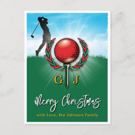 Golf Monogram Prettig Kerstmis-Vakantie Ontwerp Briefkaart
