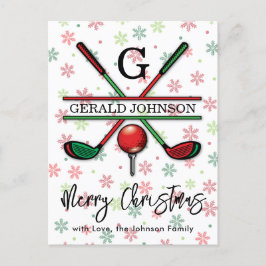 Golf Monogram Prettig Kerstmis-Vakantie Ontwerp Briefkaart