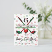 Golf Monogram Prettig Kerstmis-Vakantie Ontwerp Briefkaart (Staand voorkant)