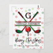 Golf Monogram Prettig Kerstmis-vakantieontwerp Briefkaart (Voorkant / Achterkant)