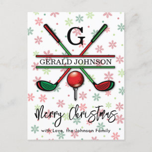 Golf Monogram Vrolijk Kerstmis-Holiday Design Briefkaart