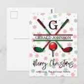 Golf Monogram Vrolijk Kerstmis-Holiday Design Briefkaart (Voorkant / Achterkant)