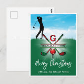 Golf Monogram Zalig Kerstmis-Ongemerkt Design Briefkaart (Voorkant / Achterkant)