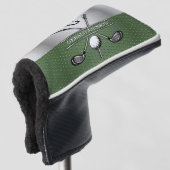 Golf Monogram Zilver en Groen Ontwerp Golfheadcover (3/4 voorkant)