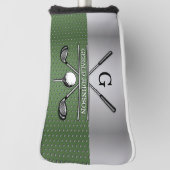 Golf Monogram Zilver en Groen Ontwerp Golfheadcover (Draai 90)