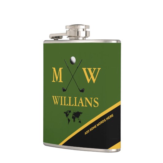 Golf Monogrammed Flask Gepersonaliseerd voor Golfe Heupfles (Links)