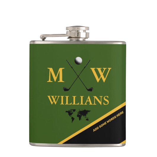 Golf Monogrammed Flask Gepersonaliseerd voor Golfe Heupfles (Voorkant)