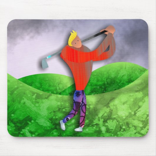 Golf Mousepad met Golfer Swinging Muismat (Voorkant)