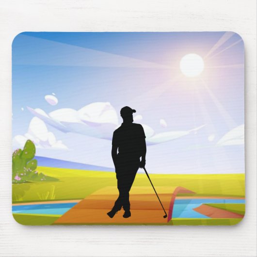 Golf Mousepad met Silhouette Golfer Muismat (Voorkant)