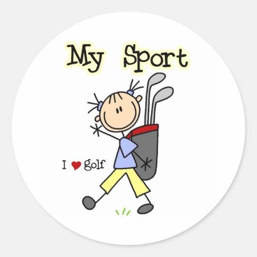 Golf My Sport Ronde Sticker (Voorkant)