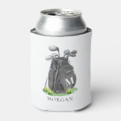 Golf Naam Zwarte Monogram Blikjeskoeler (Blikje Voorkant)