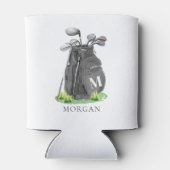 Golf Naam Zwarte Monogram Blikjeskoeler (Achterkant)