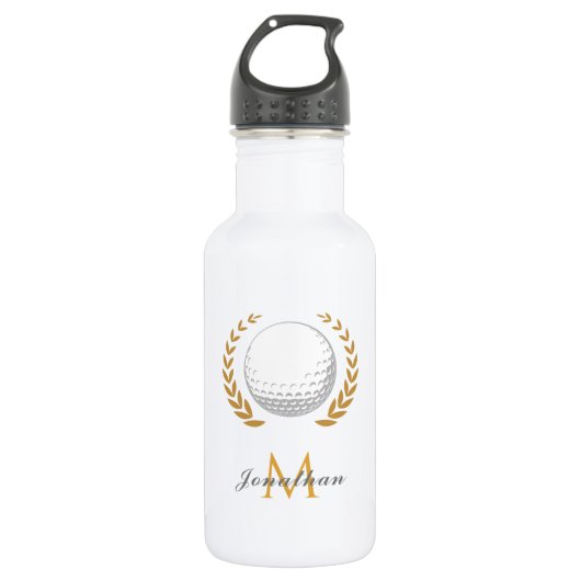 Golf Name & Initiaal Monogrammed Father Golfer Bal Waterfles (Voorkant)