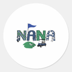 Golf Nana Hole in één golf eerste verjaardagsfeest Ronde Sticker