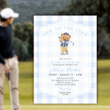 Golf nieuw bij de club blauwe gingham baby jongen 