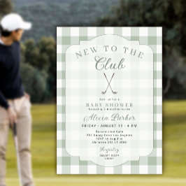Golf nieuw bij de club groene geruite baby shower kaart