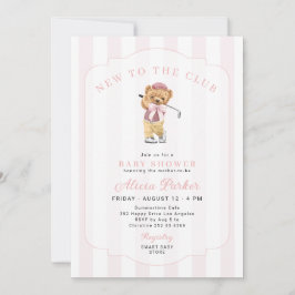 Golf nieuw bij de club roze meisje baby shower kaart