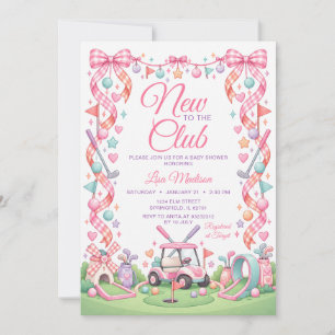 Golf Nieuw Bij De Club Roze Strik Meisje Baby Show Kaart