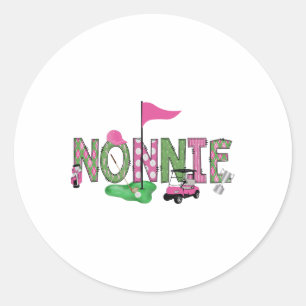 Golf Nonnie Roze Gat In Een Golf 1e Verjaardag Gir Ronde Sticker