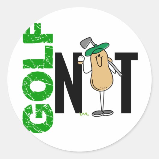 Golf Nut 1 Ronde Sticker (Voorkant)