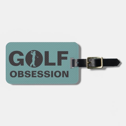 Golf Obsessie Black Slate Personalized Bag Label Bagagelabel (Voorkant horizontaal)
