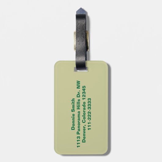Golf Obsessie Green Khaki Personalized Bag Label Bagagelabel (Achterkant verticaal)