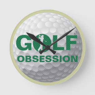 Golf Obsessie Green White Tan Wall klok