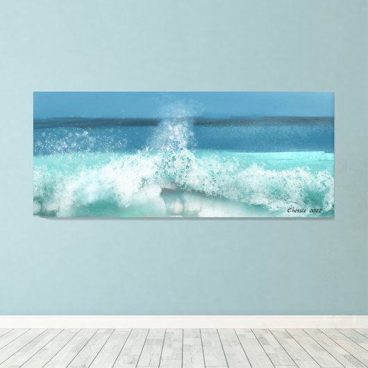 Golf Ocean Scene Blue Sky Beach decor Canvas Afdruk (Insitu (Houten vloer))