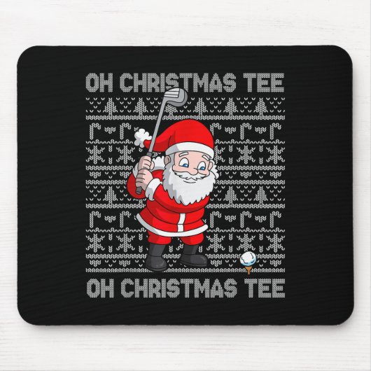 Golf Oh Christmas Tee Santa Claus Golfer Golfing S Muismat (Voorkant)