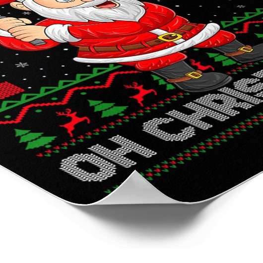 Golf Oh Christmas Tee Santa Playing Golf Golfer Ug Poster (Hoek)