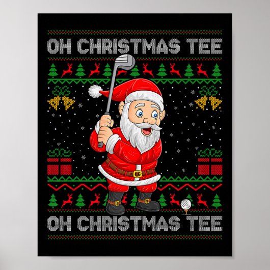 Golf Oh Christmas Tee Santa Playing Golf Golfer Ug Poster (Voorkant)