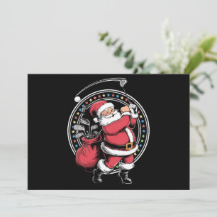 Golf Oh Kerstman Kerstman Vintage Golfer Golfi Feestdagenkaart