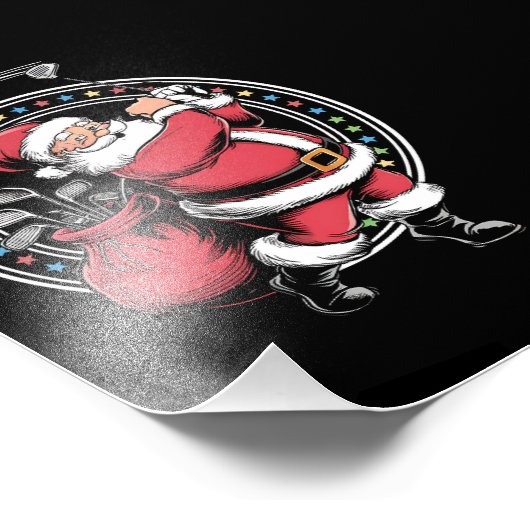 Golf Oh Kerstman Sinterklaas  Golfer Golfi Foto Afdruk (Hoek)